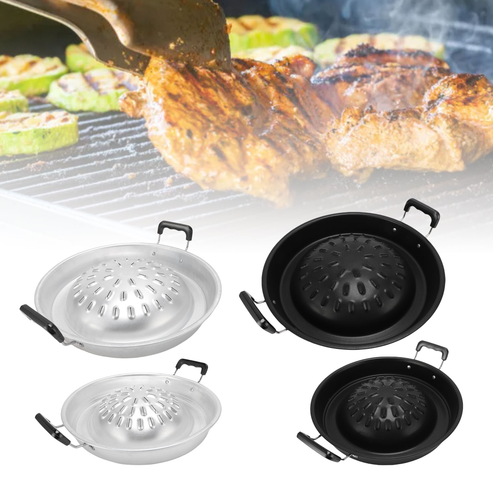 Kitchen Baking Tray Organiser - タイ風バーベキューグリルパン、タイBBQグリルパン、2 in 1ノンスティック均一加熱アルミホットポットグリル炭火焼きパン、屋内外用