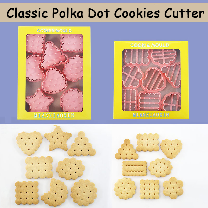 Kitchen Baking Cookies - 8個入りのかわいい定番ビスケット型抜き 三角形、円形、正方形のクッキー型 漫画風楽しいビスケット型