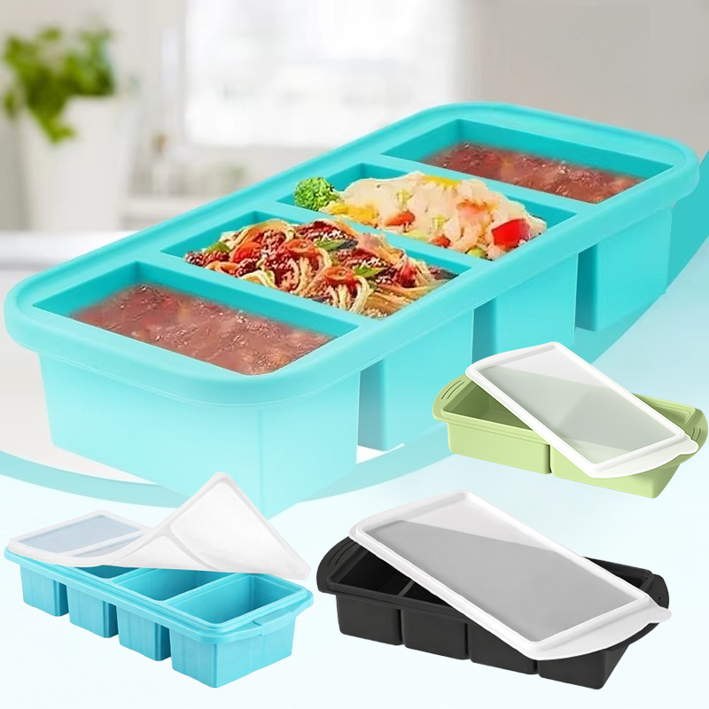 Kitchen Baking Organization - 大型シリコン製製氷皿 蓋付き 食品保存容器 冷凍庫用 ベーキング用 多目的巨大トレイ