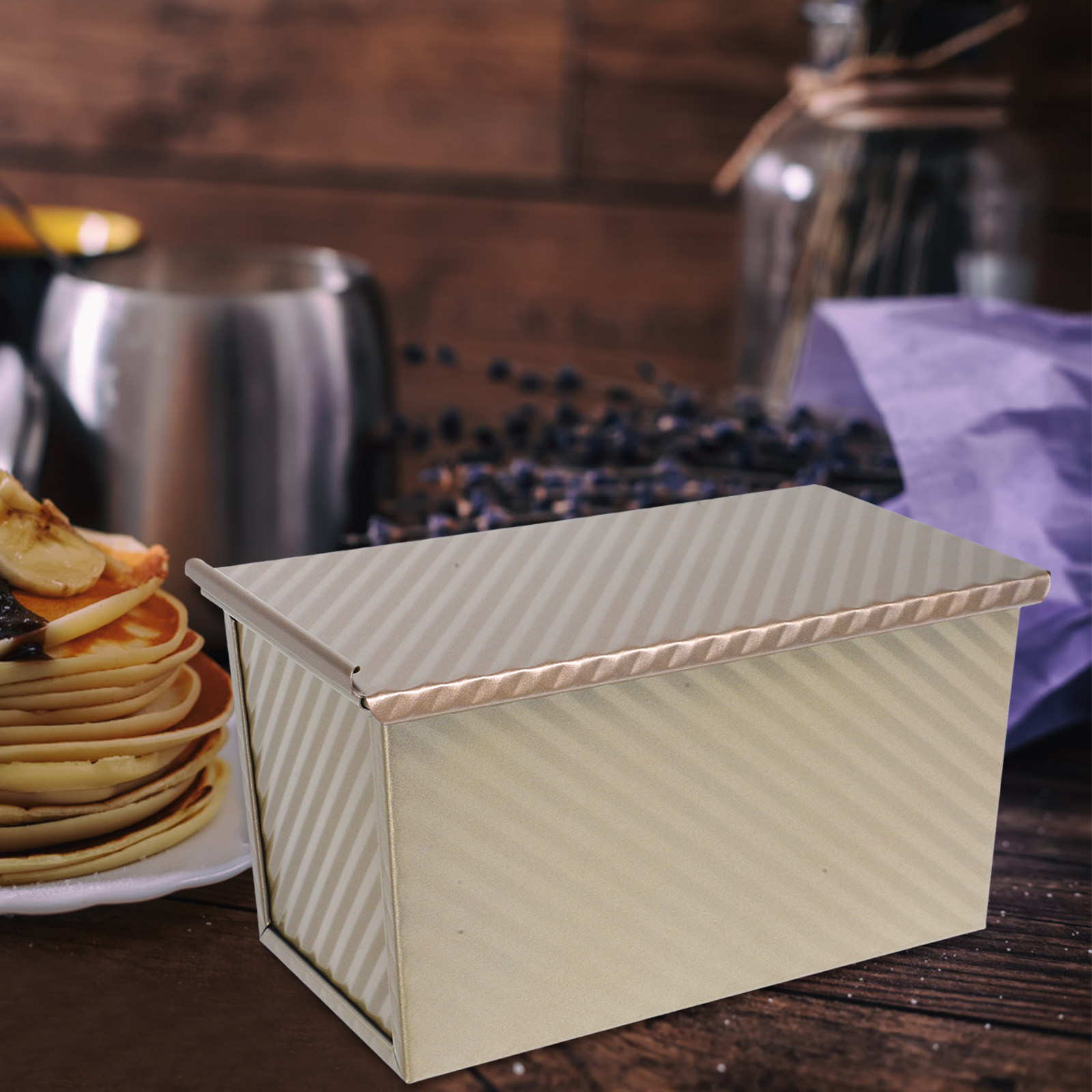Kitchen Baking Pan - 金属製トーストパン型 長方形蓋付きローフパン キッチン用ノンスティックベーキングパン型 大容量 速熱