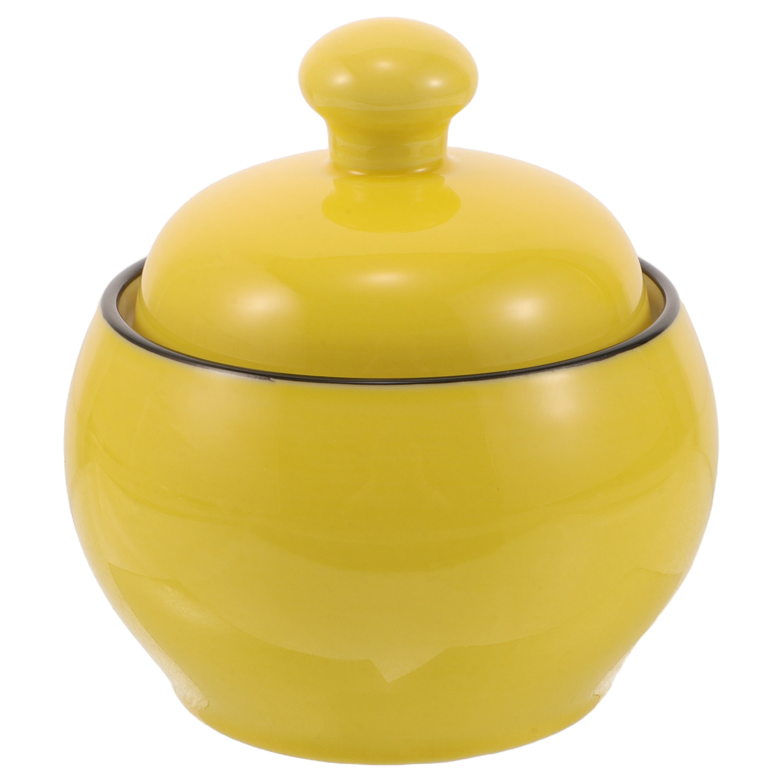 Kitchen Baking Containers - セラミック製シュガーポット ドラム型 ヴィンテージ保存容器 350ml キッチン用塩・スパイス容器 広口釉薬蓋
