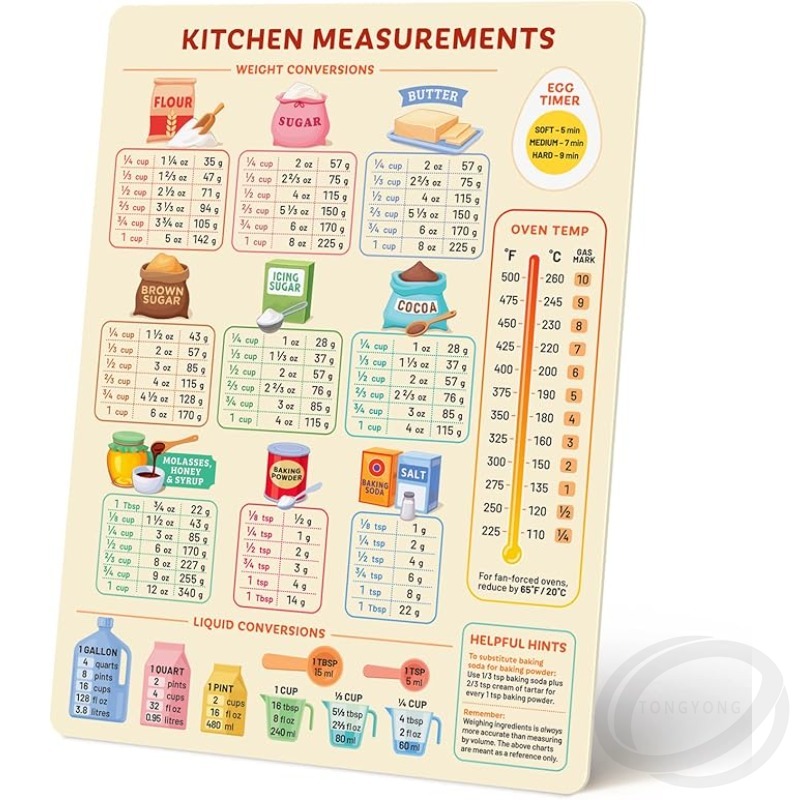 Kitchen Baking Conversion Chart - キッチン変換チャート マグネットメトリッククッキングチャート かわいいベーキングアクセサリー 簡単に調理