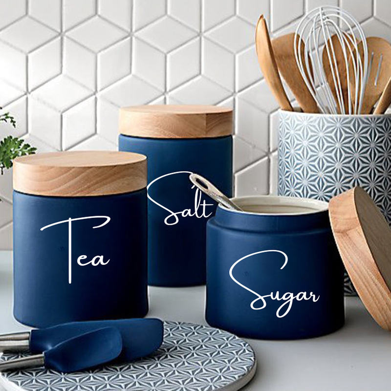 Kitchen.Baking Labels - 瓶なし 8 個キッチン整理キャニスタージャーラベルステッカーデカール茶コーヒー砂糖ベーキング塩ビニールデカール装飾