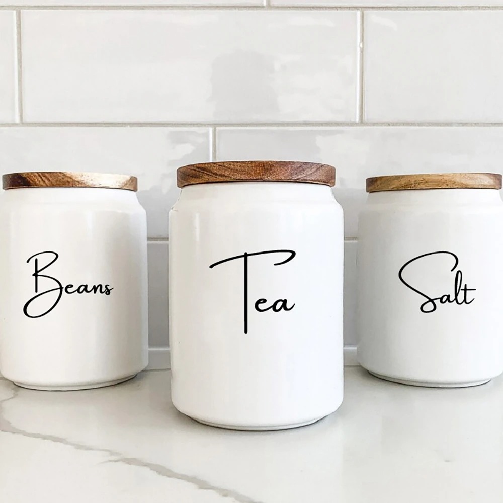 Kitchen Baking Organization - キッチン整理用キャニスタージャーラベルステッカー 防水デカール ティー コーヒー 砂糖 ベーキングソルト