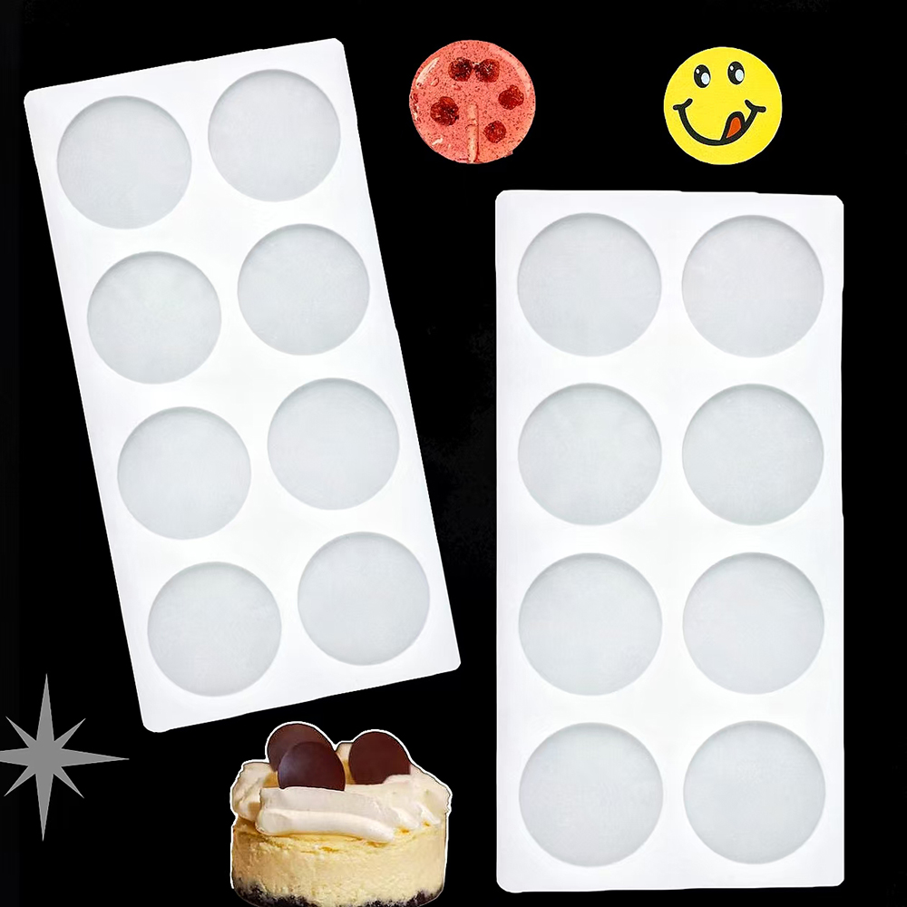 Kitchen Baking Cookies - 8 キャビティの円筒形シュガー反転シリコン型。ムースケーキインサート、キャンディー、チョコレート、クッキー、ケーキのベーキングに使用されます。