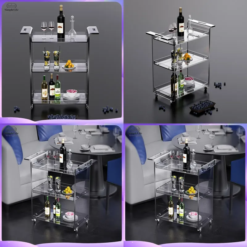 Kitchen Baking Organization - モダンな3段キッチンカート、収納棚付き、調理、ベーキング、スナックの準備、家庭整理用のローリングトロリー、ユーティリティカート