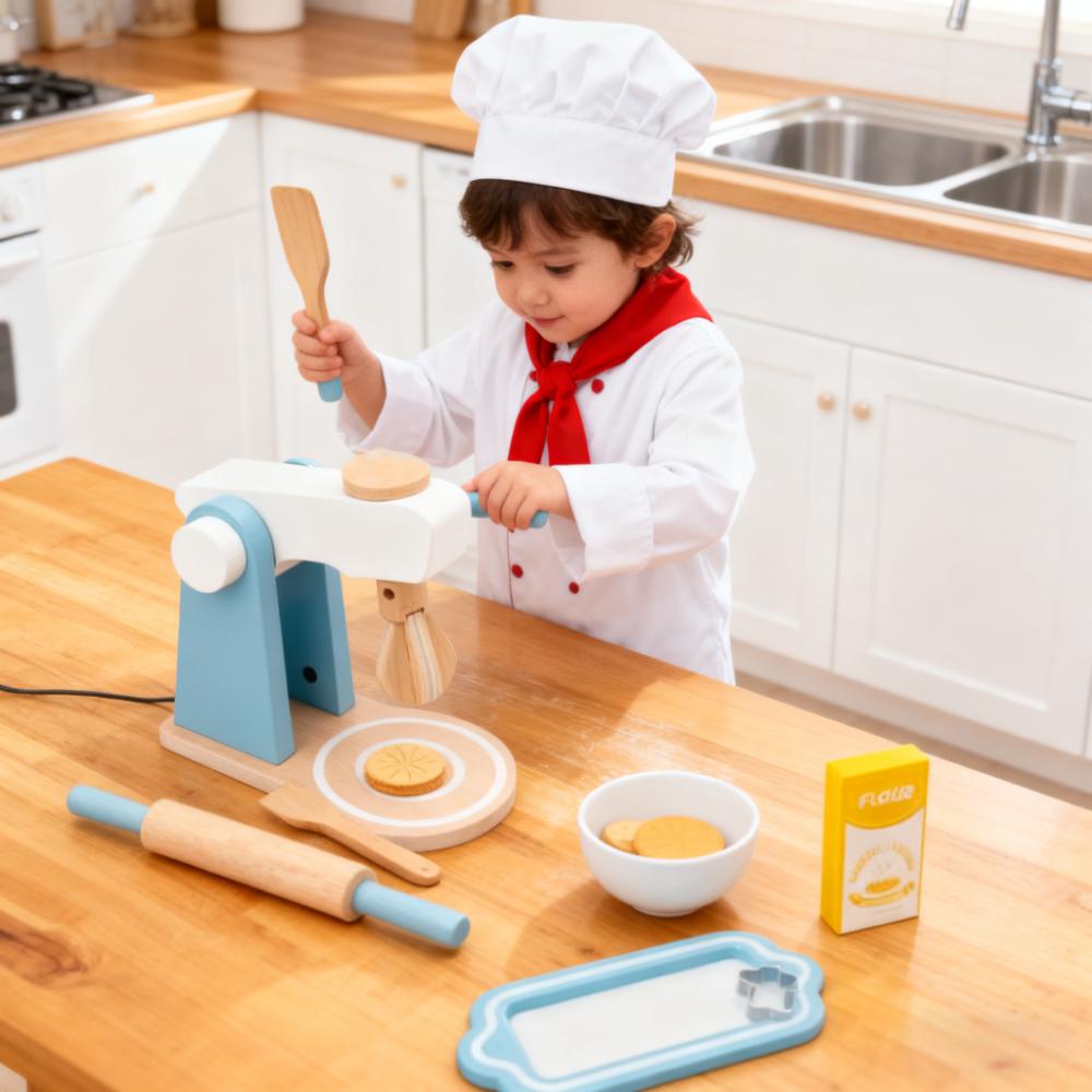 Kitchen Kids Baking Set - 木製ごっこ遊びキッチンセット 子供用 ミニクッキング＆ベーキング ロールプレイおもちゃキット 早期学習教育用プレイアクセサリー