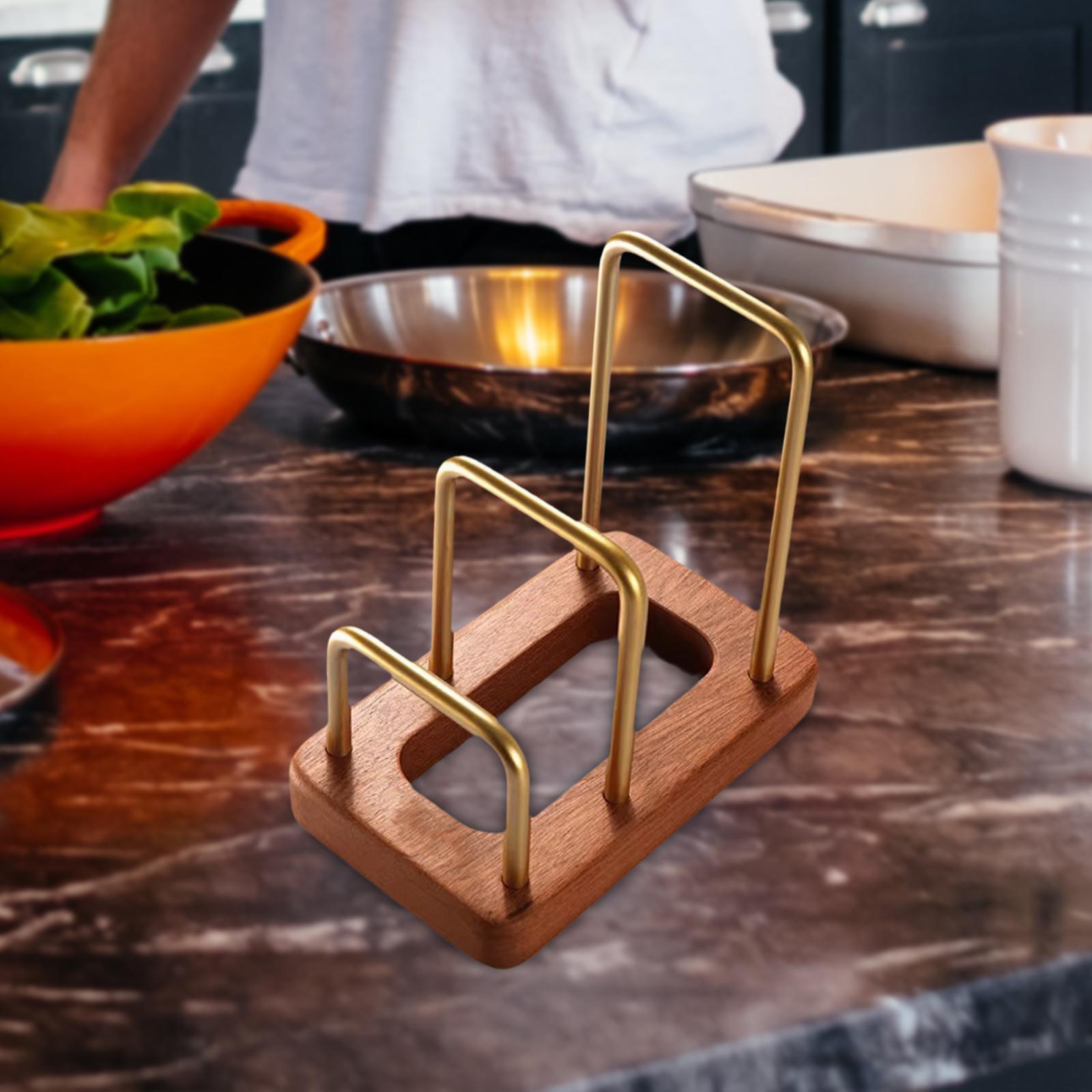 Kitchen Cabinet Baking Sheet Organizer - まな板ラック 鍋蓋ラック キッチン用品 ガジェット 木製 金属製