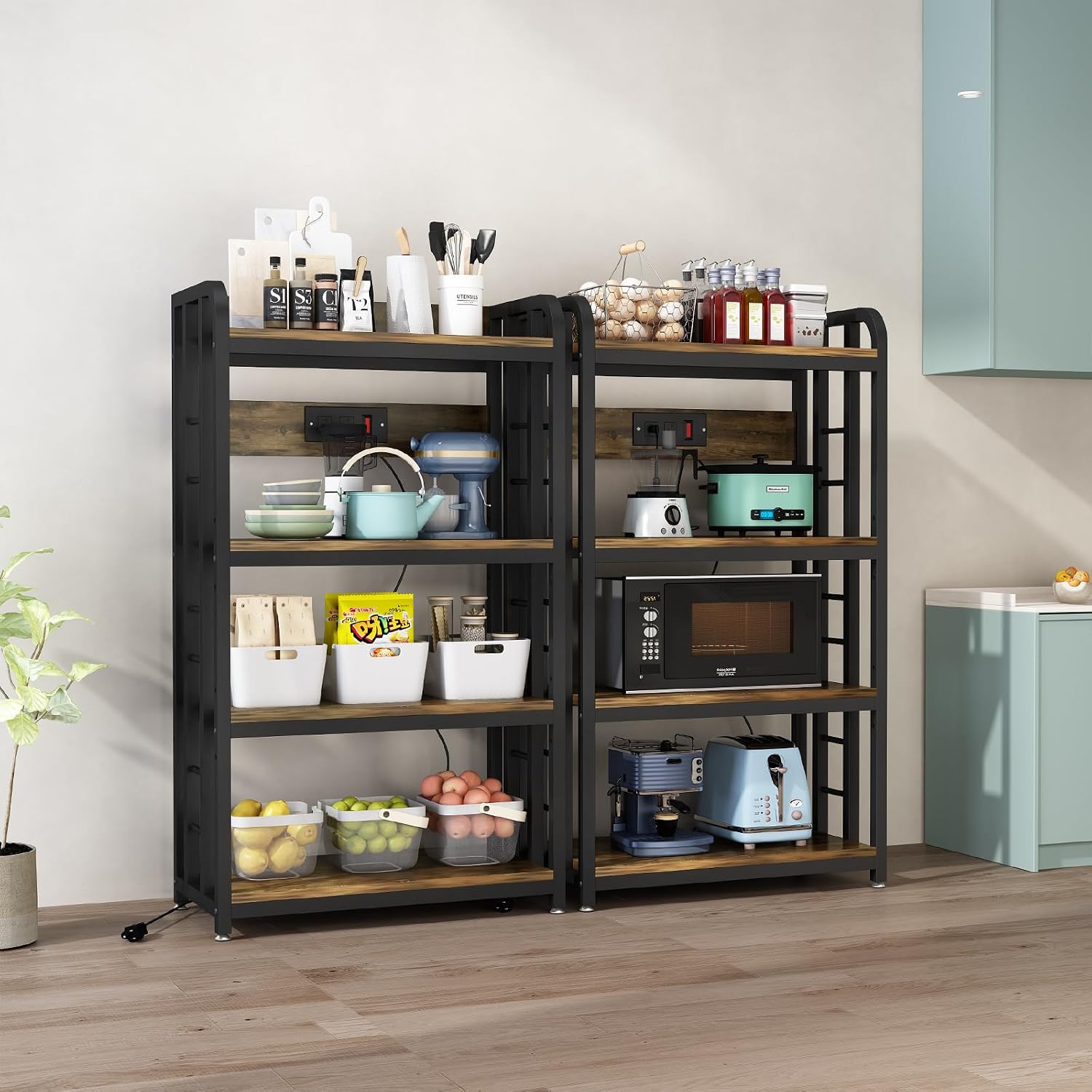 4段キッチンベーカーズラック、電源コンセント付き自立型電子レ - Kitchen Baker のレビューと価格