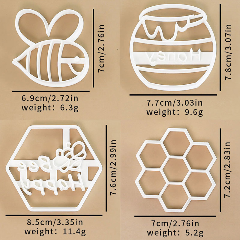 4 個の蜂をテーマにしたクッキーカッター、ハニカム蜂の巣ビス - Kitchen Baking Cookies のレビューと価格