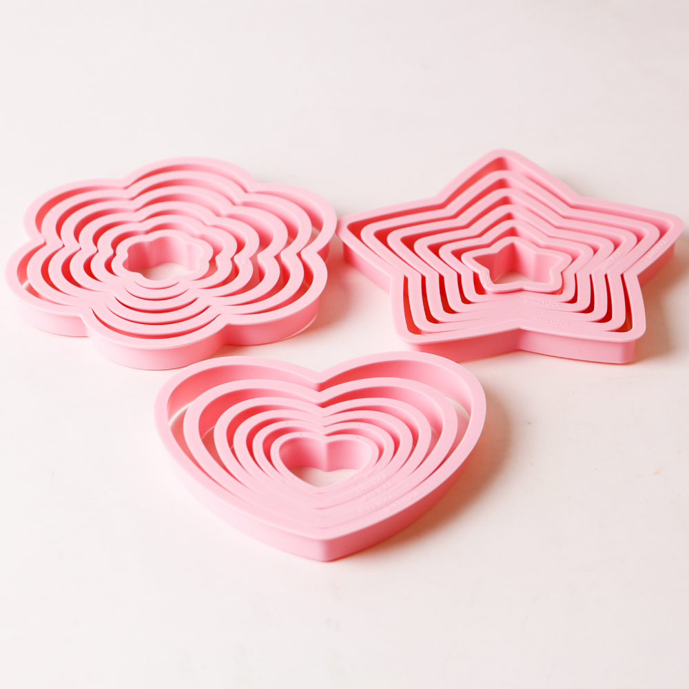 1 セット/3 セットピンクハートスターフラワークッキービス - Kitchen Baking Cookies のレビューと価格