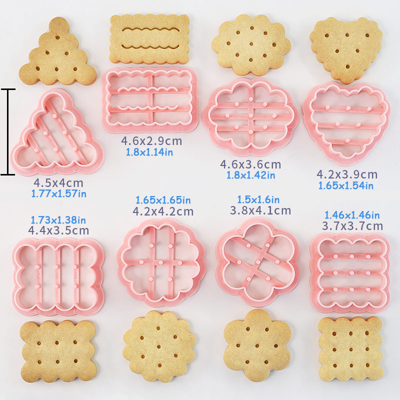 8個入りのかわいい定番ビスケット型抜き 三角形、円形、正方形 - Kitchen Baking Cookies のレビューと価格