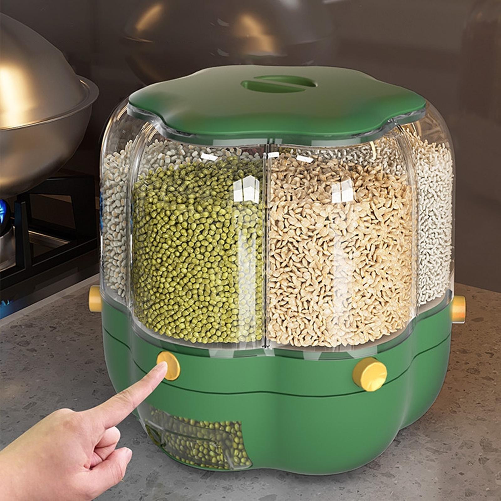 回転式シリアルディスペンサー ライスバケット 穀物収納ボック - Kitchen Baking Organization のレビューと価格