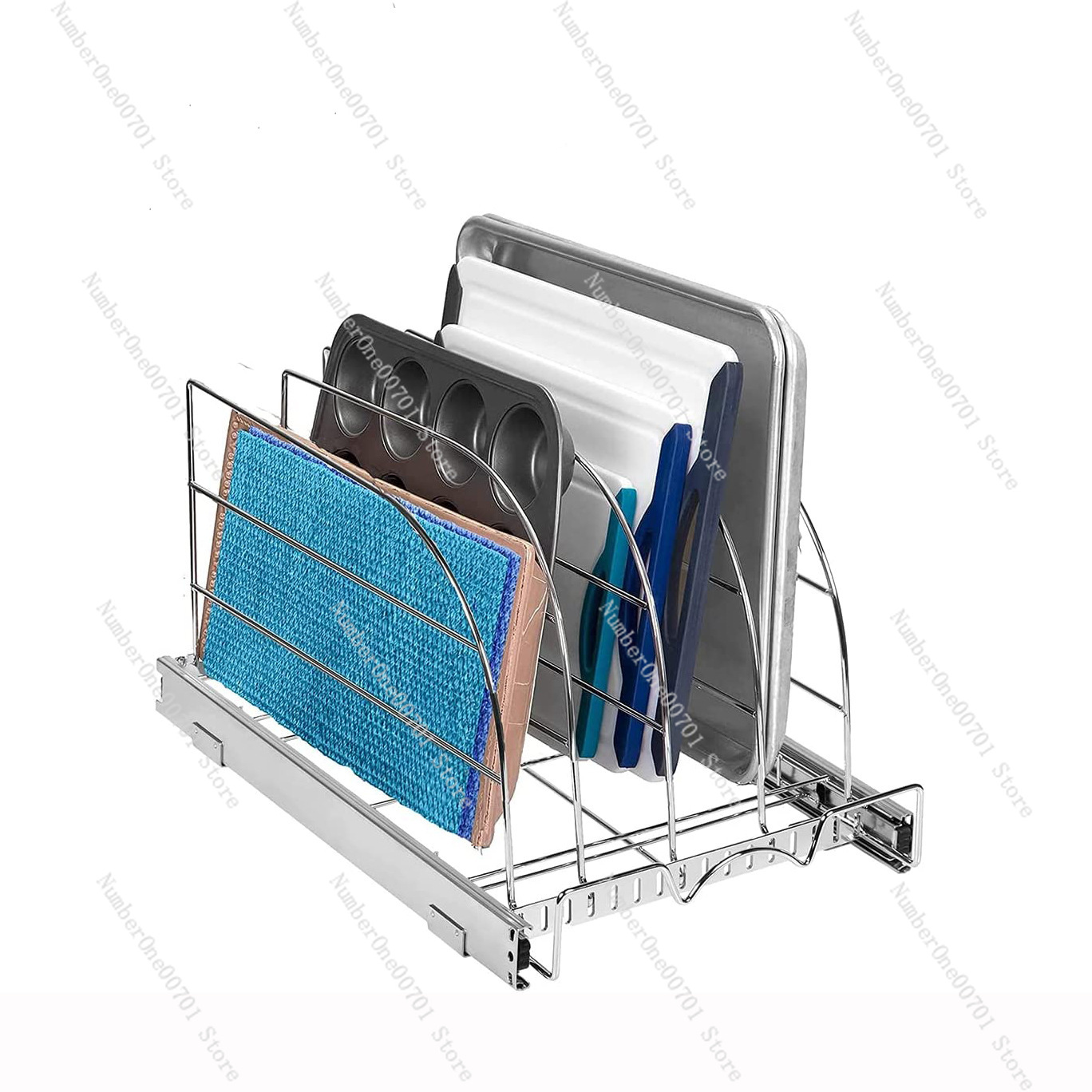ベーキングシート、トレイ、まな板、フライパン用のスライド式キ - Kitchen Cabinet Baking Sheet Organizer のレビューと価格