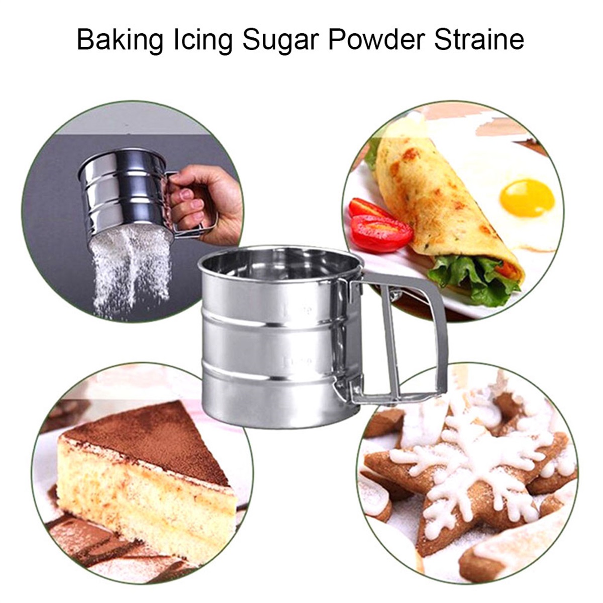 ふるいストレーナー ステンレス鋼 小麦粉ふるいカップ 粉ふる - Baking Powder Kitchen のレビューと価格