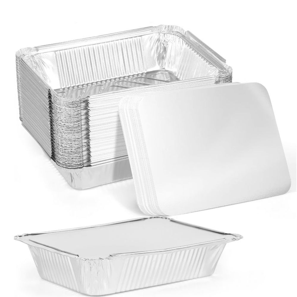 10 個新蓋付きアルミ箔トレイ正方形ノンスティック箔食品容器 - Kitchen Baking Containers のレビューと価格