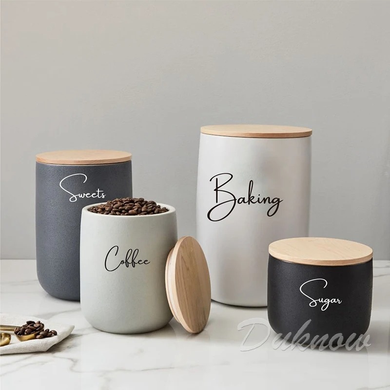 キッチン整理用キャニスタージャーラベルステッカー 防水デカー - Kitchen Baking Organization のレビューと価格