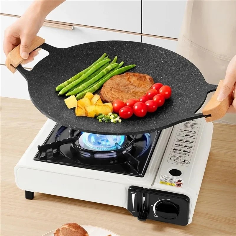 新デザイン 1個入り 韓国風ノンスティック丸型グリルパン 木 - Kitchen Baking Tray Organiser のレビューと価格