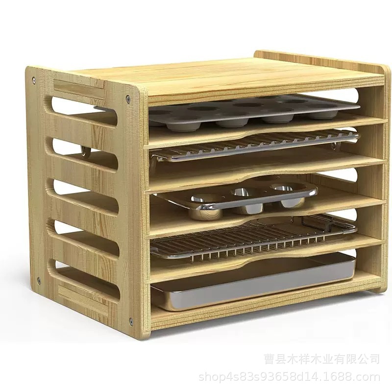 無垢材キッチン収納ラックキャビネット多層食器整理ラックトレイ - Kitchen Cabinet Baking Sheet Organizer のレビューと価格