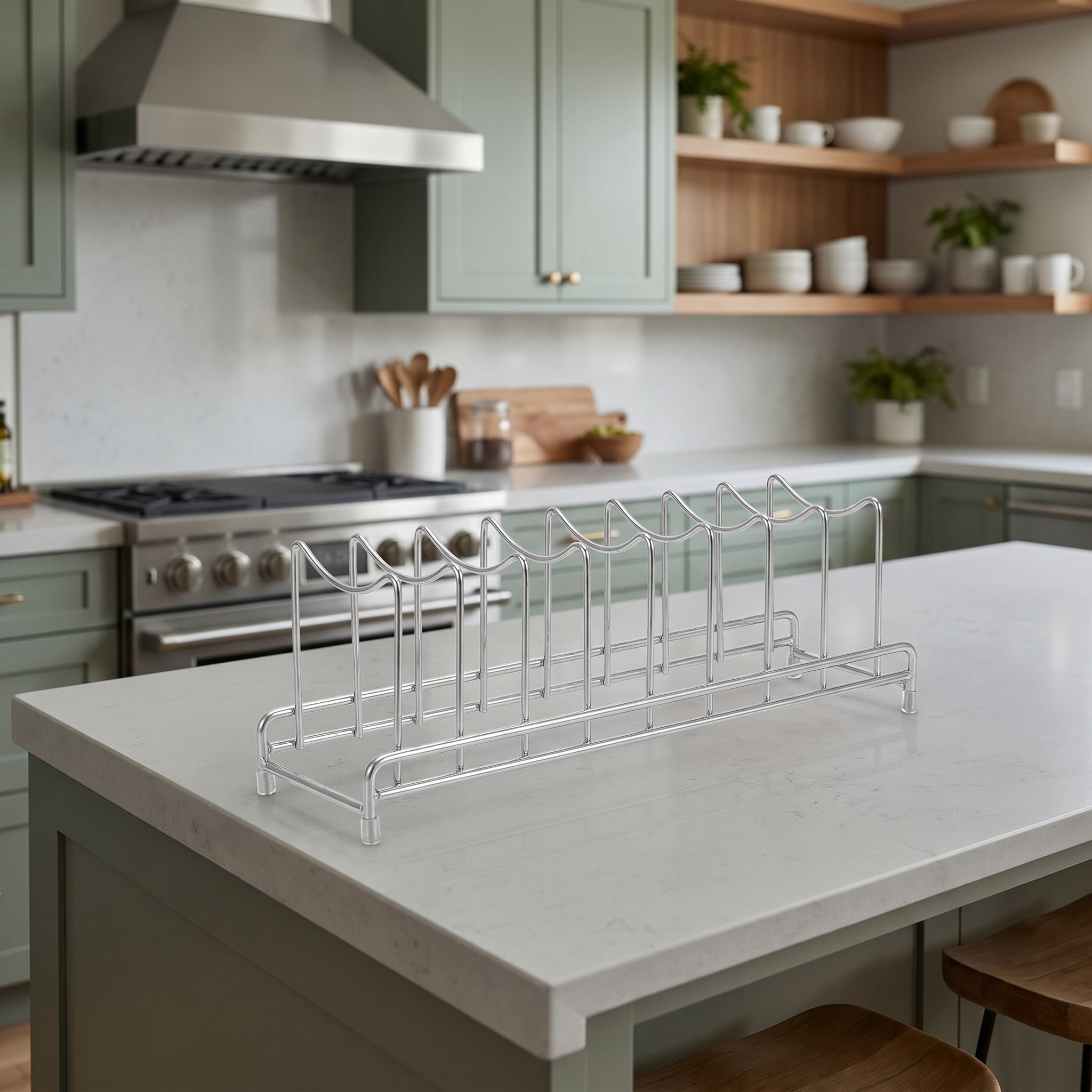 ステンレス製9段鍋蓋オーガナイザーラック キッチン鍋蓋ホルダ - Kitchen Cabinet Baking Sheet Organizer のレビューと価格