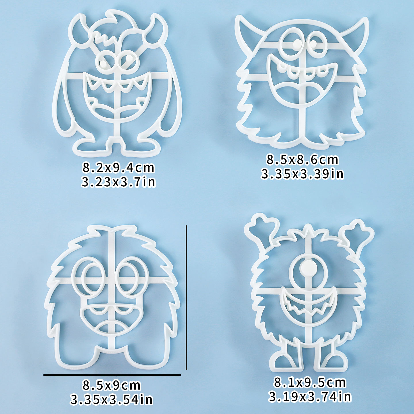1個/4個入り 大型モンスタークッキーカッター 3Dキュート - Kitchen Baking Cookies のレビューと価格