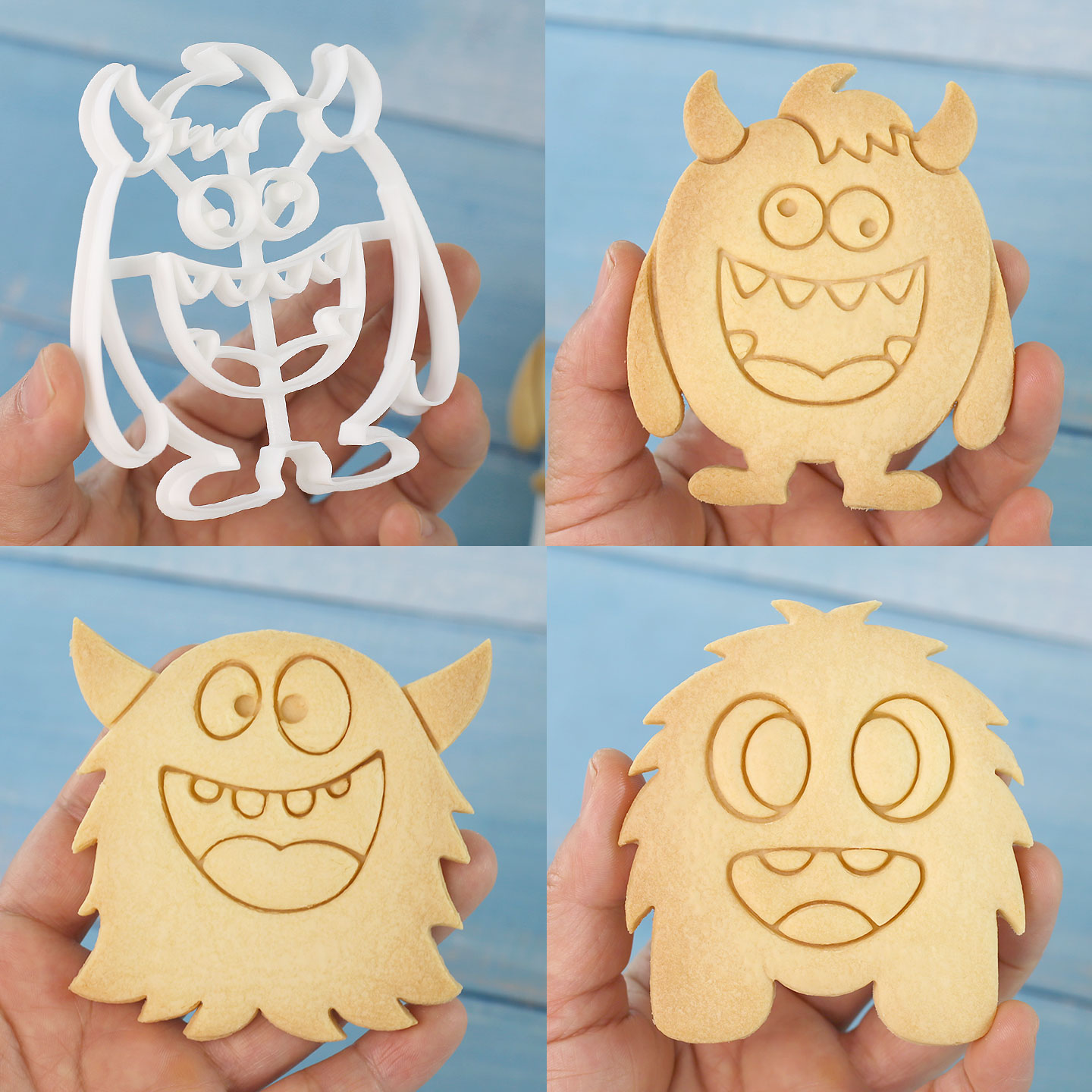 1個/4個入り 大型モンスタークッキーカッター 3Dキュート - Kitchen Baking Cookies のレビューと価格