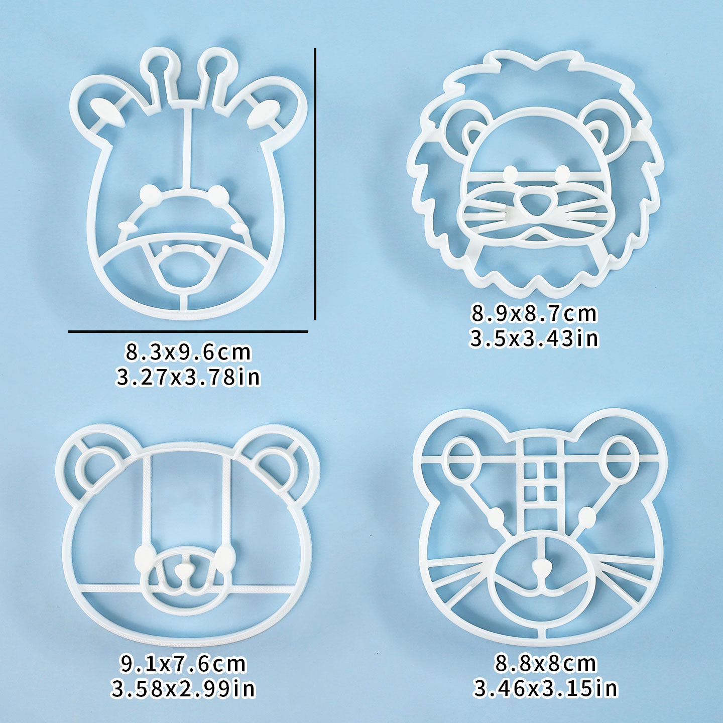4個入り動物型クッキーカッターセット 3Dキュートなライオン - Kitchen Baking Cookies のレビューと価格