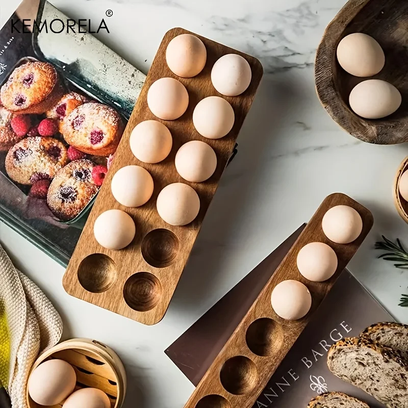KEMORELA 1 個モダンな木製卵収納ボックス - 新鮮 - Kitchen Baking Tray Organiser のレビューと価格