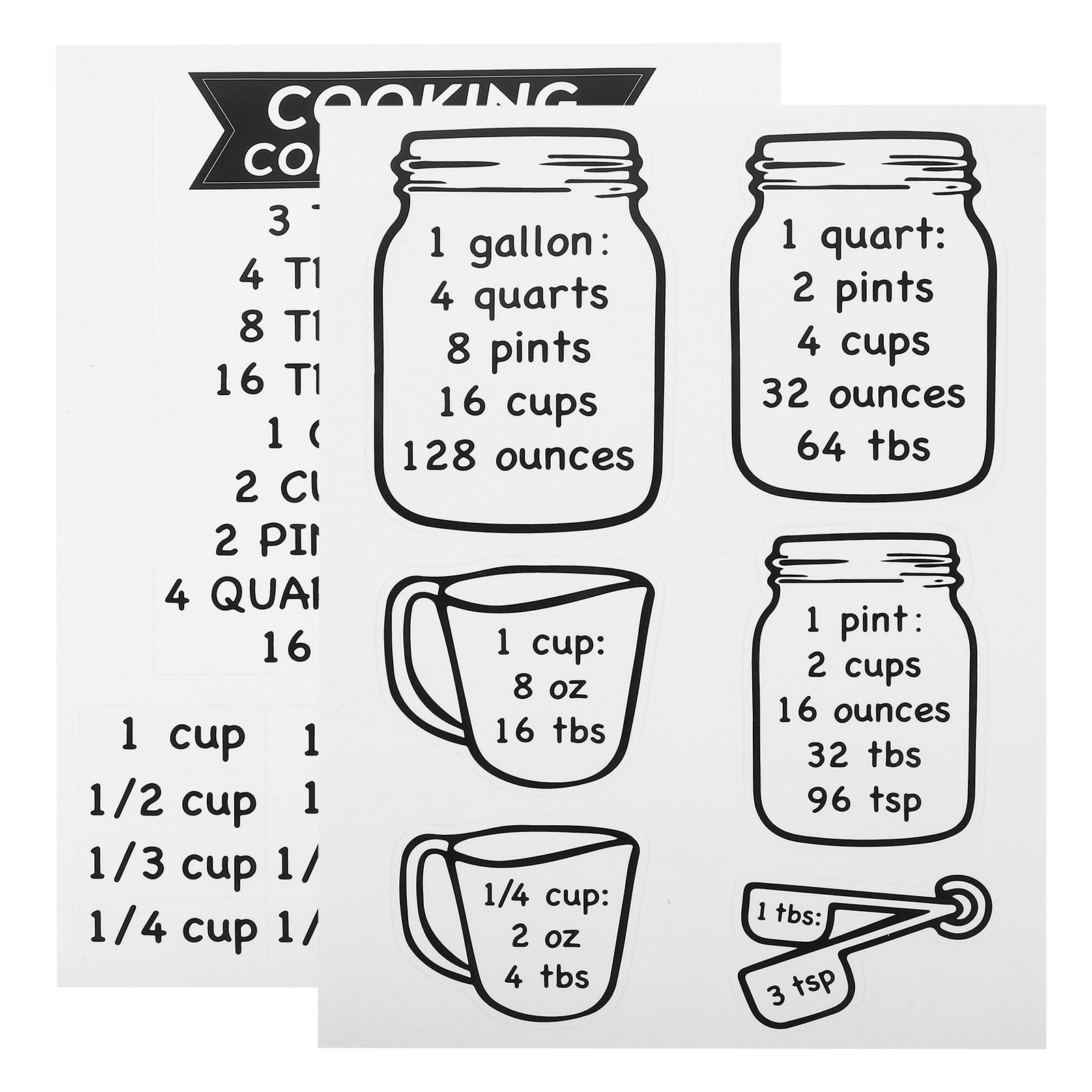 2枚組 キッチン計量換算表ステッカー 正確なオンスからカップ - Kitchen Baking Conversion Chart のレビューと価格