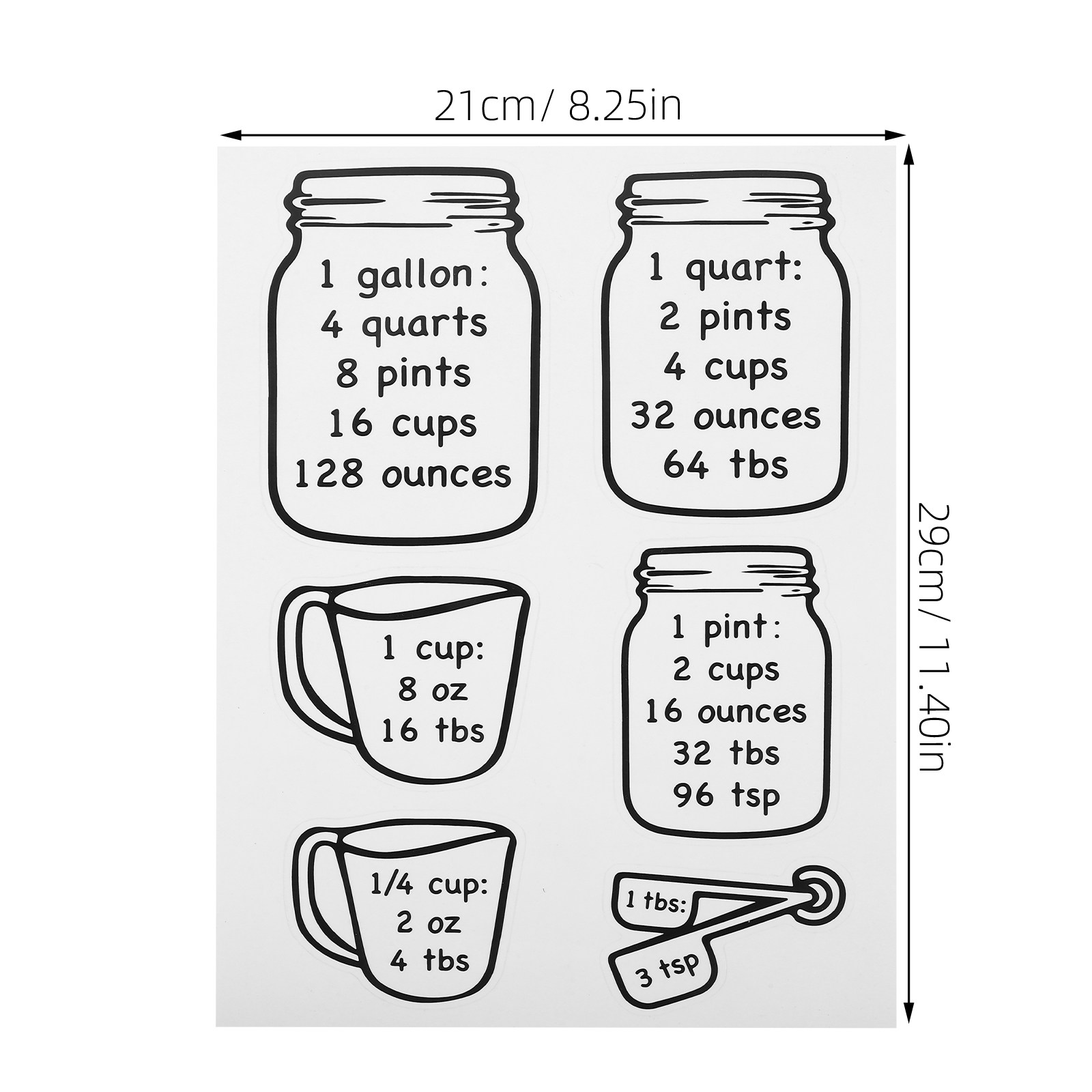 2枚組 キッチン計量換算表ステッカー 正確なオンスからカップ - Kitchen Baking Conversion Chart のレビューと価格