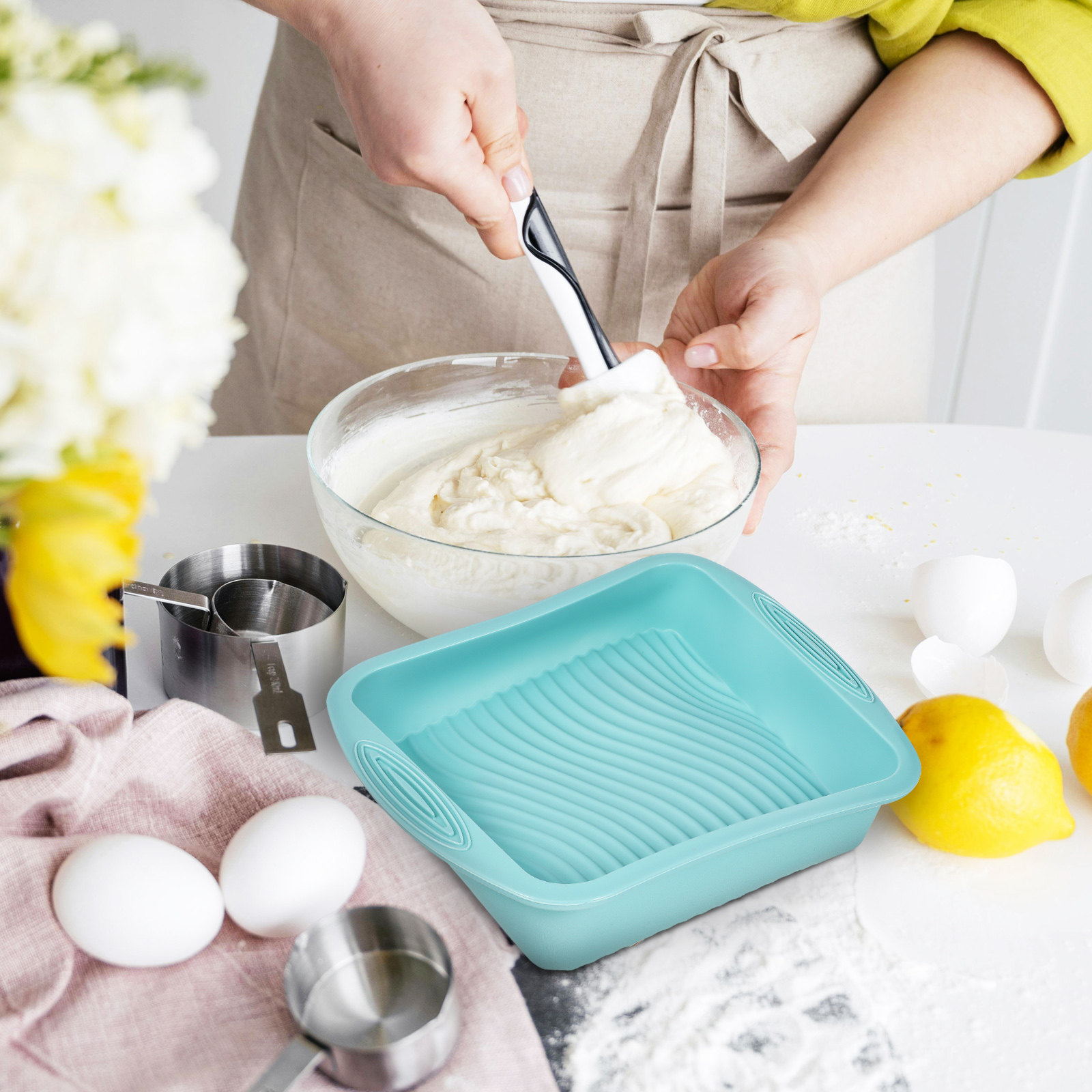 正方形シリコンケーキ型 ベーキングパン パン型 ノンスティッ - Kitchen Baking Pan のレビューと価格