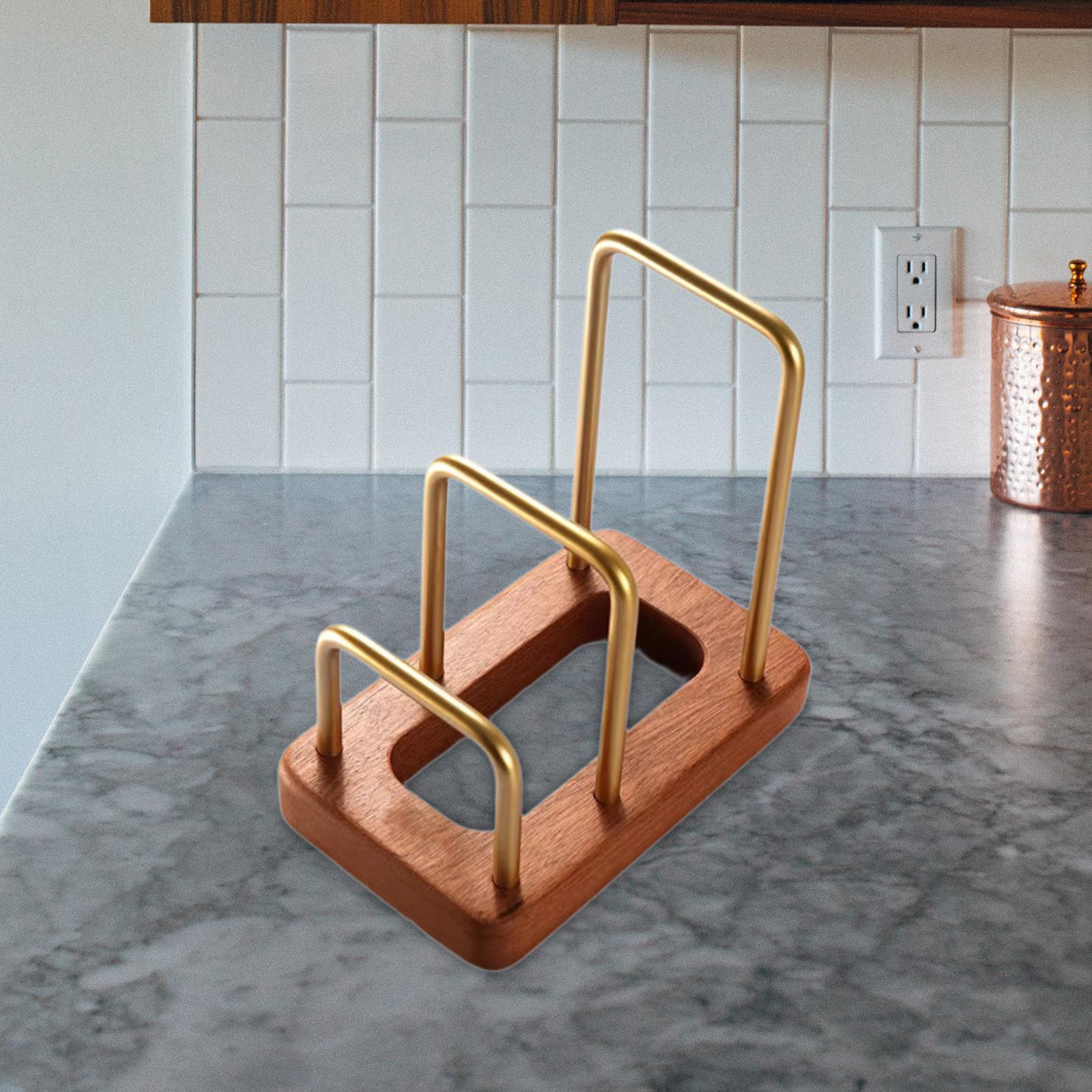 まな板ラック 鍋蓋ラック キッチン用品 ガジェット 木製 金 - Kitchen Cabinet Baking Sheet Organizer のレビューと価格