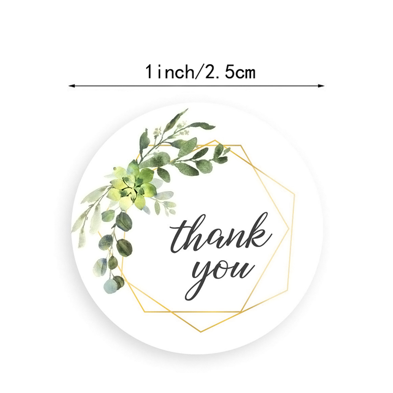 500 個ありがとうロールステッカー緑の植物ラウンド粘着シー - Kitchen.Baking Labels のレビューと価格