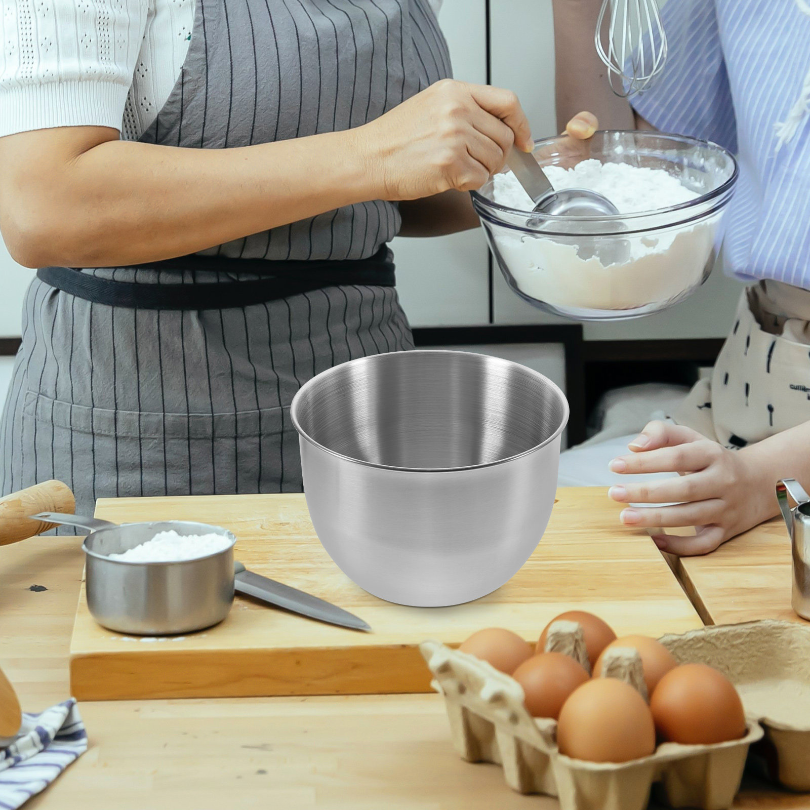 深型ステンレス製ミキシングボウル、厚い金属製キッチンボウル、 - Kitchen Baking Cooking のレビューと価格