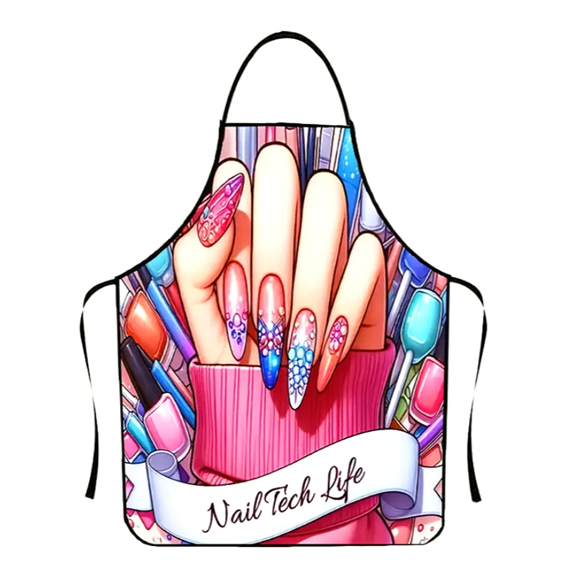 1 個ネイルアート印刷美容キッチン女性エプロン家庭用クリーニ - Kitchen Baking Area のレビューと価格