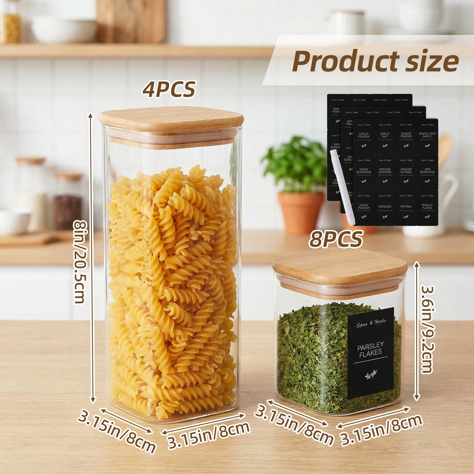 Tomnk 12個入りガラス製食品保存容器（蓋付き）、小麦粉 - Kitchen Baking Organization のレビューと価格